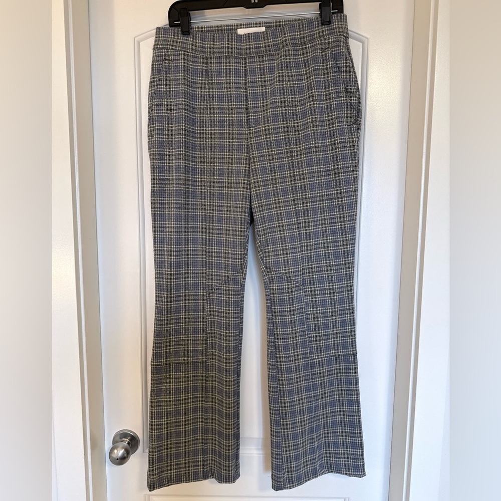 Anthropologie Knit Plaid Bootcut Pants Normcore Modern Tailored size Medium